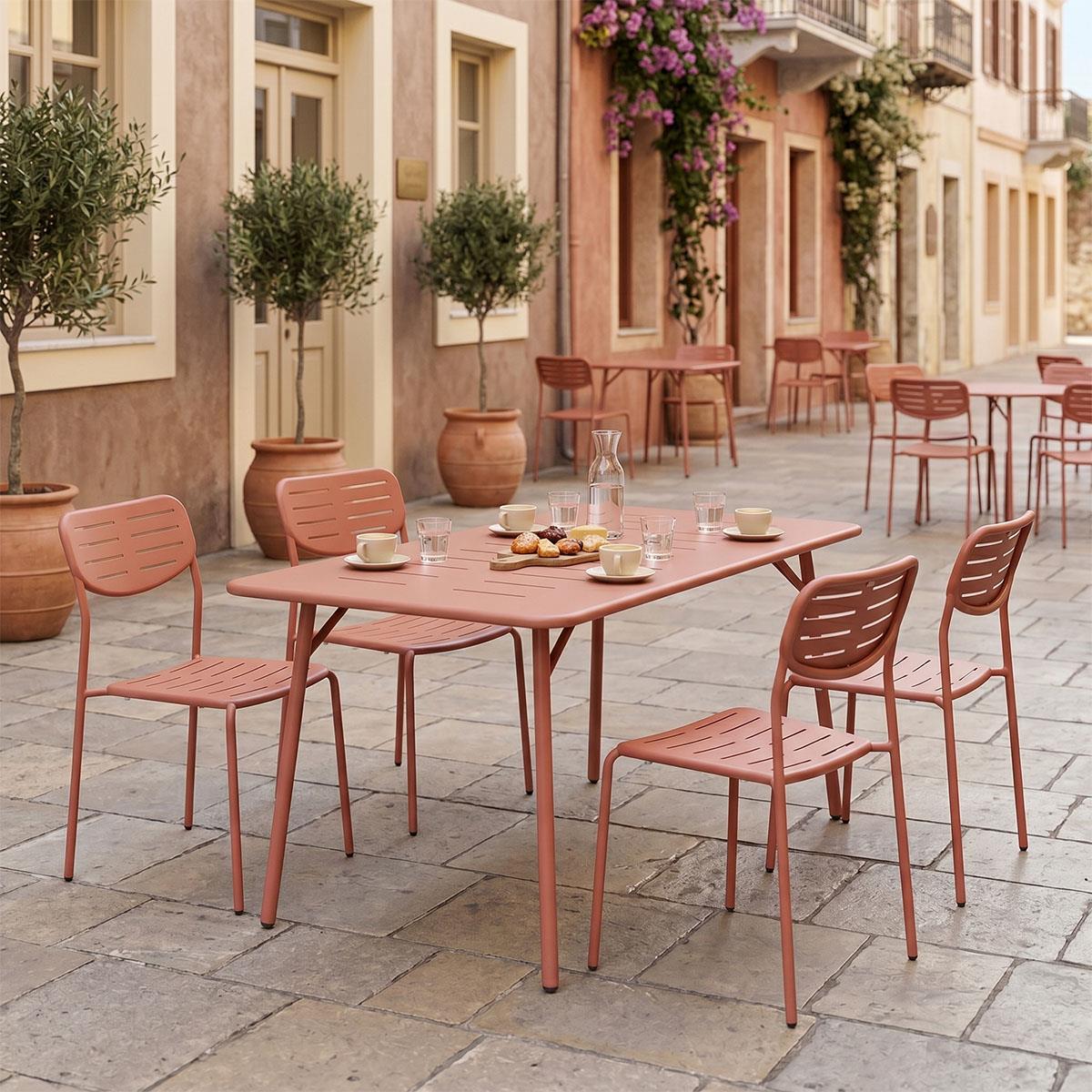Σετ Τραπεζαρία Moraja Deraby Ι 5τεμ terracotta μέταλλο 140x80x72εκ. Σετ Τραπεζαρία Moraja Deraby Ι 5τεμ terracotta μέταλλο 140x80x72εκ.
