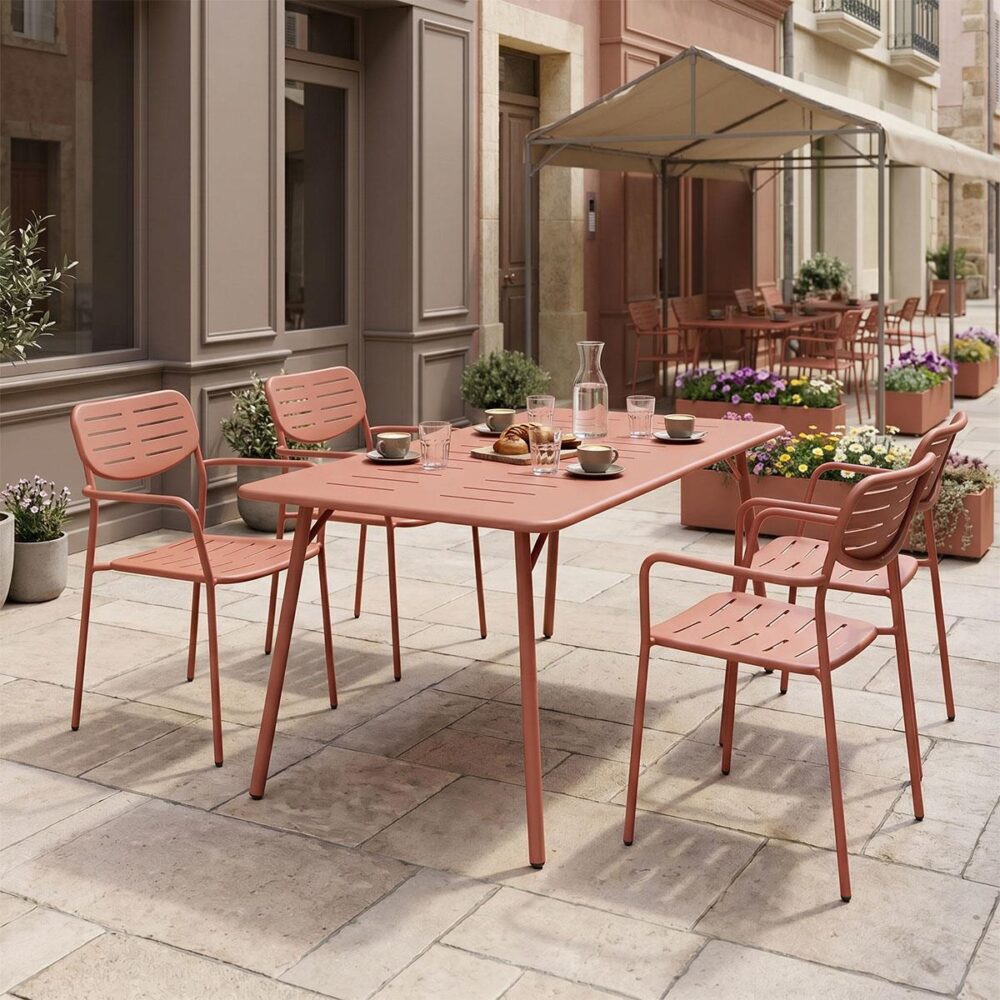 Σετ Τραπεζαρία Moraja Deraby 5τεμ terracotta μέταλλο 140x80x72εκ. Σετ Τραπεζαρία Moraja Deraby 5τεμ terracotta μέταλλο 140x80x72εκ.
