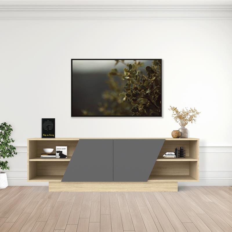 Έπιπλο τηλεόρασης Stevie sonoma - ανθρακί 160x40x50εκ