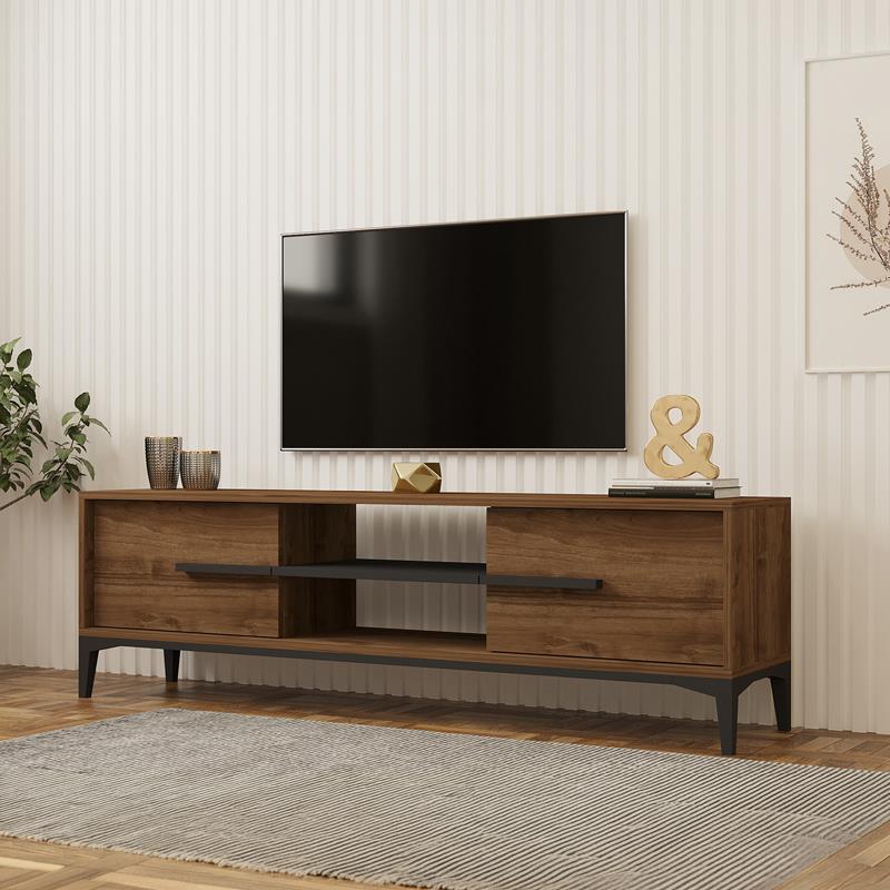 Έπιπλο τηλεόρασης Eslem καρυδί με ανθρακί 160x34,6x48,1εκ