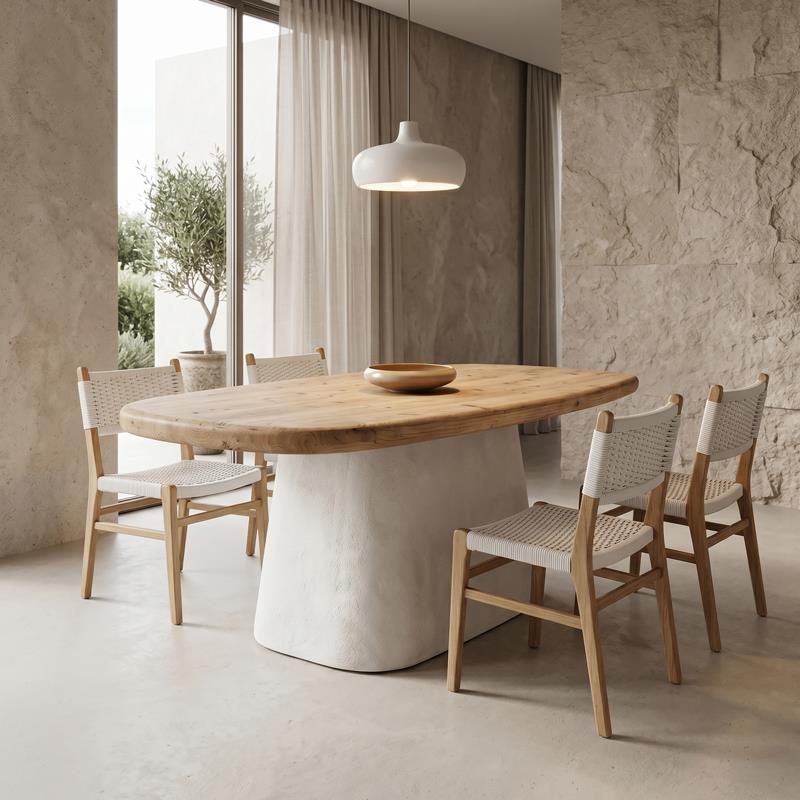 Τραπέζι Fessen ξύλο ελάτου - mdf oak - λευκό 180x90x78εκ