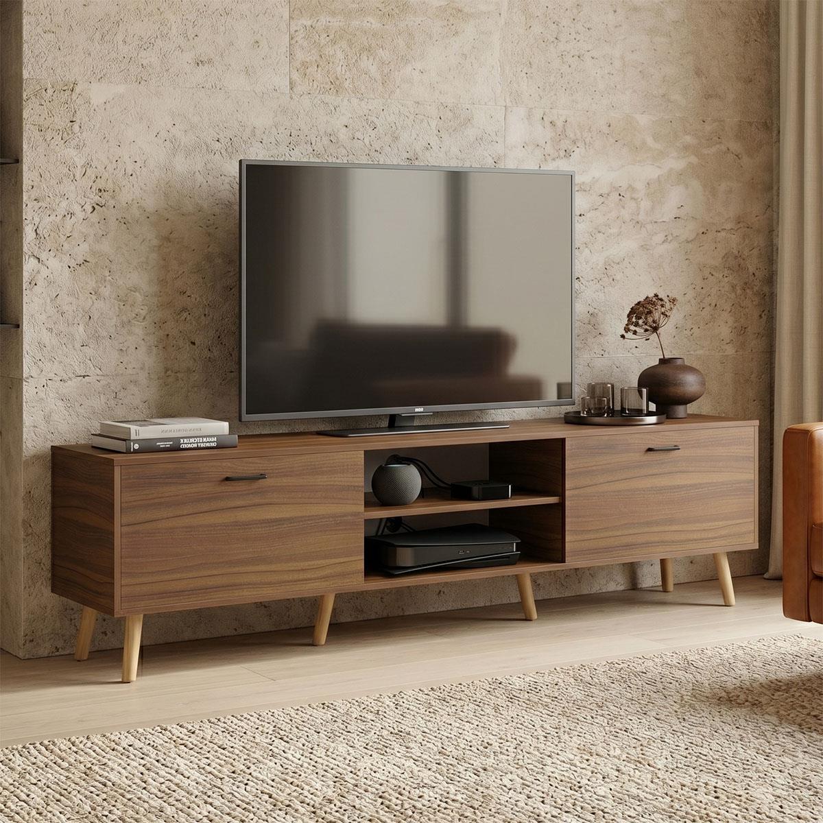 Έπιπλο τηλεόρασης Gorna καρυδί 180x35x48.6εκ Έπιπλο τηλεόρασης Gorna καρυδί 180x35x48.6εκ