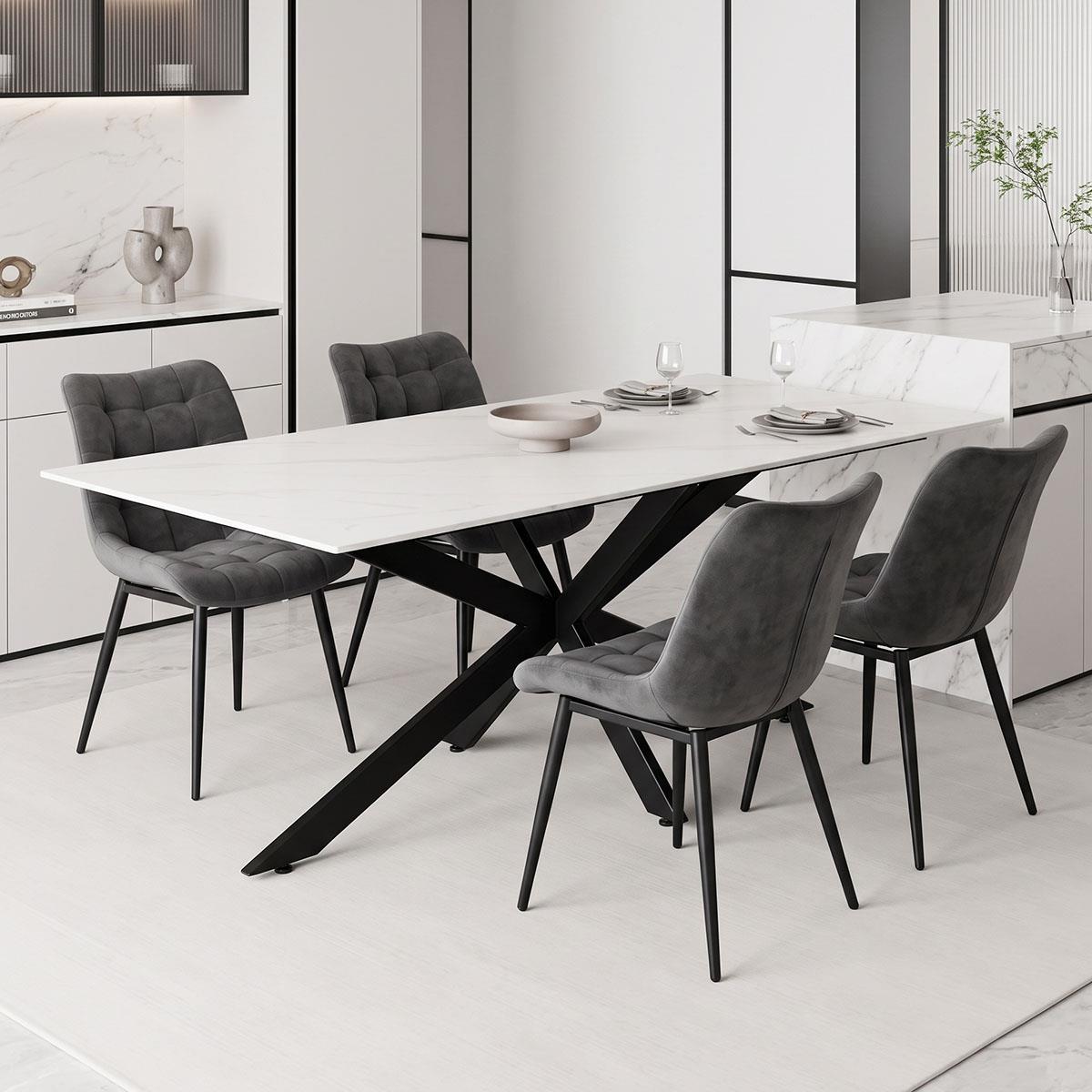 Τραπέζι Bethan sintered stone λευκό - μαύρα μεταλλικά πόδια 180x90x75εκ Τραπέζι Bethan sintered stone λευκό - μαύρα μεταλλικά πόδια 180x90x75εκ