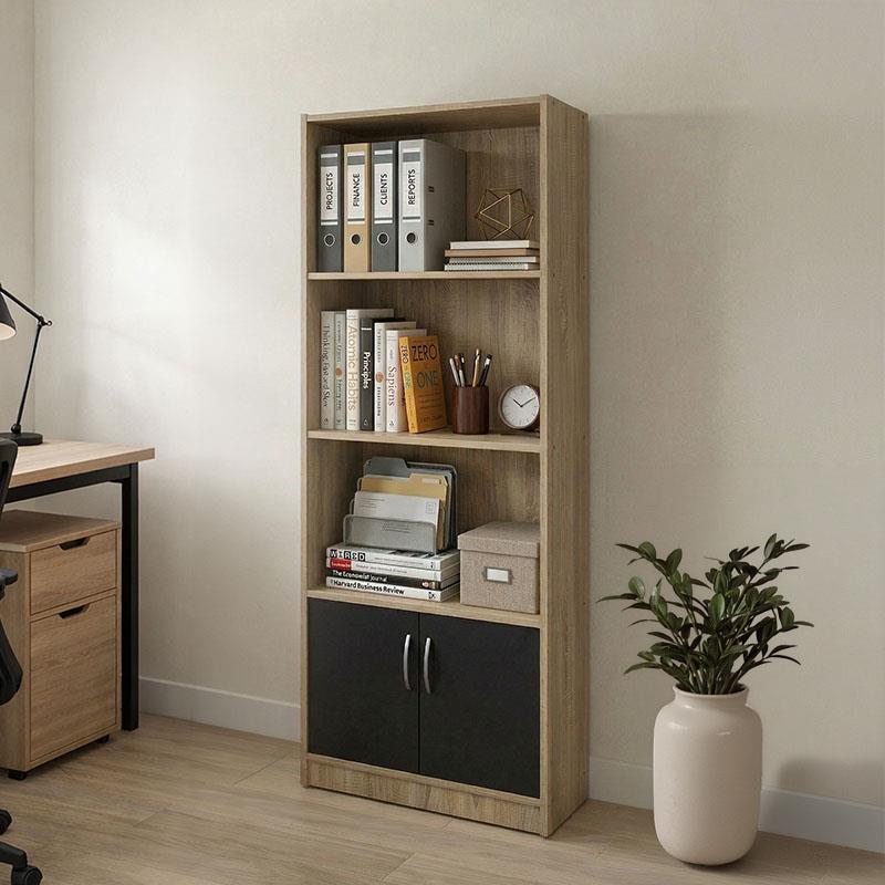 Βιβλιοθήκη Tekaro sonoma - ανθρακί 60x29x166εκ