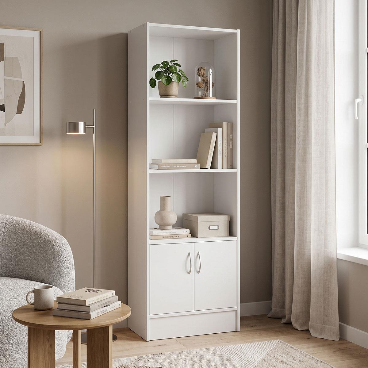 Βιβλιοθήκη Tekaro λευκό 57x33x180εκ