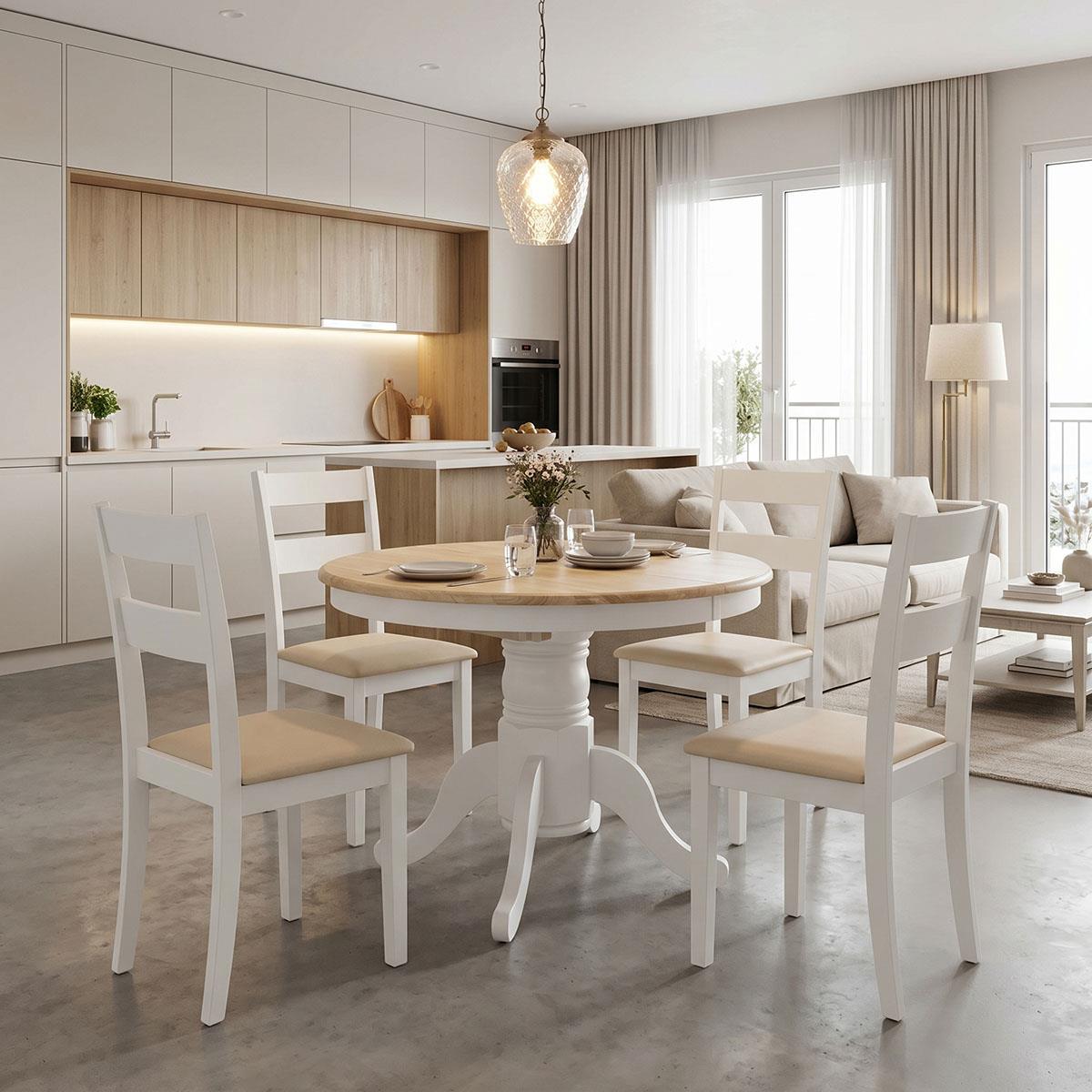 Σετ Τραπεζαρία Dallan Lars 5τεμ λευκό rubberwood Φ100(+38)x100x75εκ. Σετ Τραπεζαρία Dallan Lars 5τεμ λευκό rubberwood Φ100(+38)x100x75εκ.