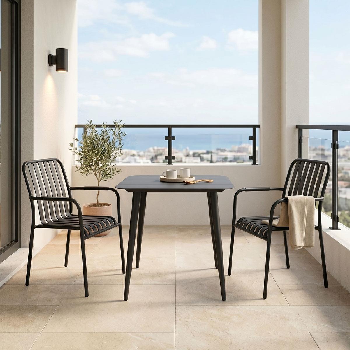 Σετ Τραπεζαρία Κήπου Heven Vista 3τεμ μαύρο αλουμίνιο 80x80x72εκ Σετ Τραπεζαρία Κήπου Heven Vista 3τεμ μαύρο αλουμίνιο 80x80x72εκ