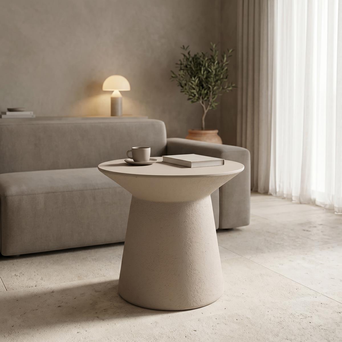 Τραπεζάκι σαλονιού Peble MGO cappuccino Φ55x50εκ Τραπεζάκι σαλονιού Peble MGO cappuccino Φ55x50εκ