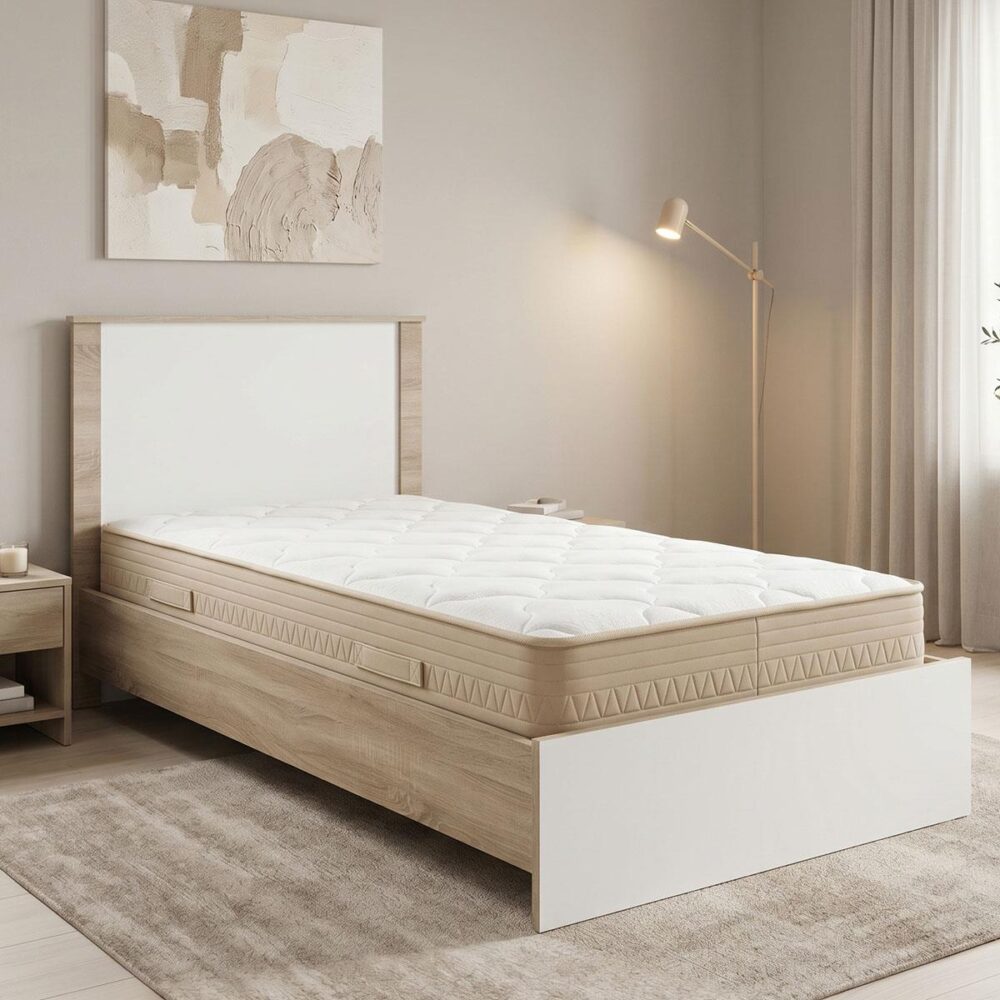 Κρεβάτι με στρώμα Athos Sleepy sonoma λευκό 90x190εκ