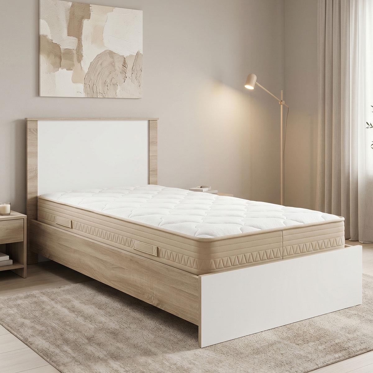Κρεβάτι με στρώμα Athos Sleepy sonoma λευκό 90x190εκ Κρεβάτι με στρώμα Athos Sleepy sonoma λευκό 90x190εκ