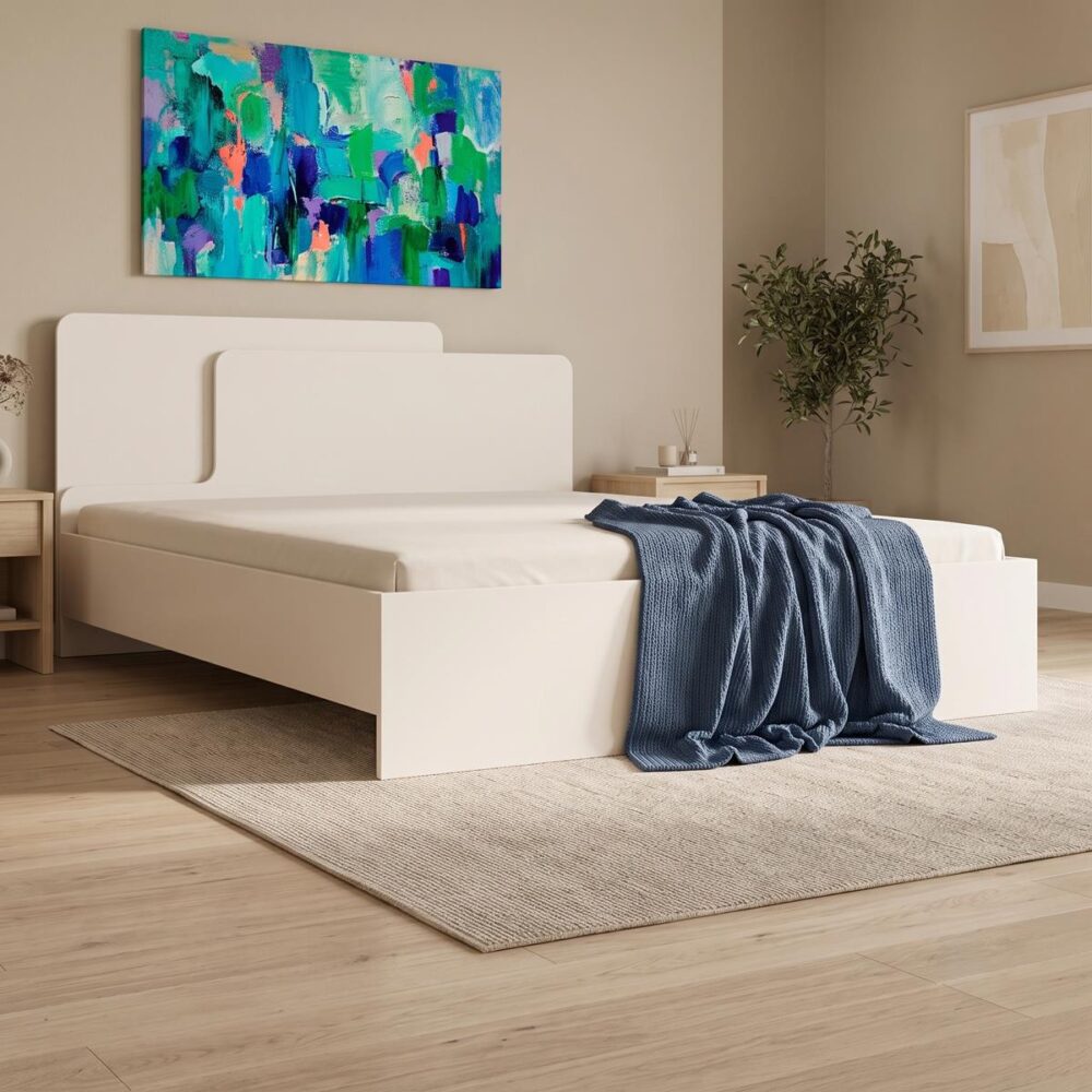 Κρεβάτι Lucabel διπλό σε κρεμ απόχρωση 160x200εκ