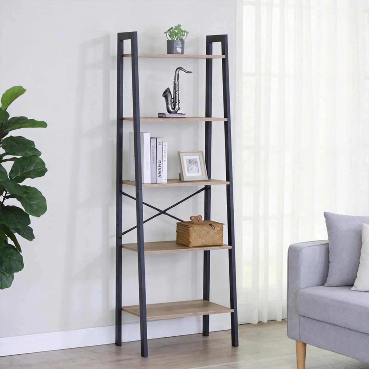 Βιβλιοθήκη Jebia oak με μαύρο μέταλλο 56x37x172.2εκ