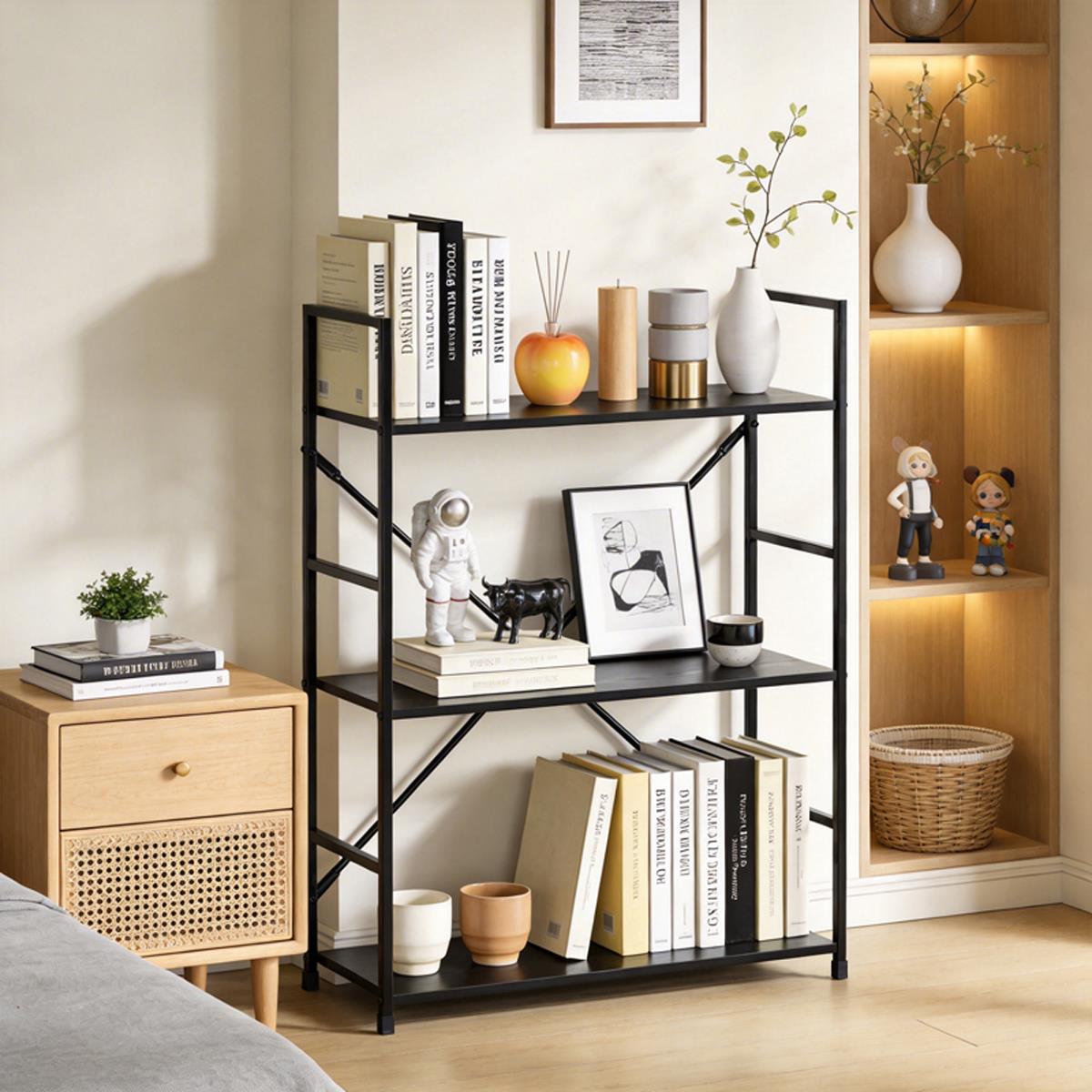 Βιβλιοθήκη-ραφιέρα Manlo μαύρο μέταλλο 58.6x23.5x80εκ Βιβλιοθήκη-ραφιέρα Manlo μαύρο μέταλλο 58.6x23.5x80εκ