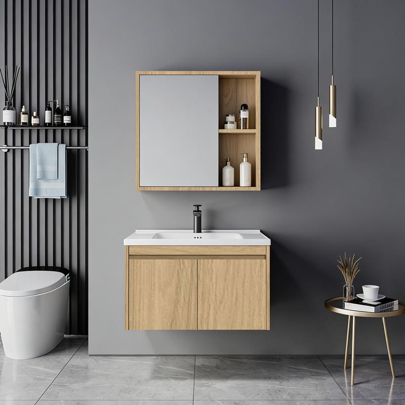 Σετ έπιπλο μπάνιου Sinkea σε oak χρώμα 70x47x130 εκ. Σετ έπιπλο μπάνιου Sinkea σε oak χρώμα 70x47x130 εκ.