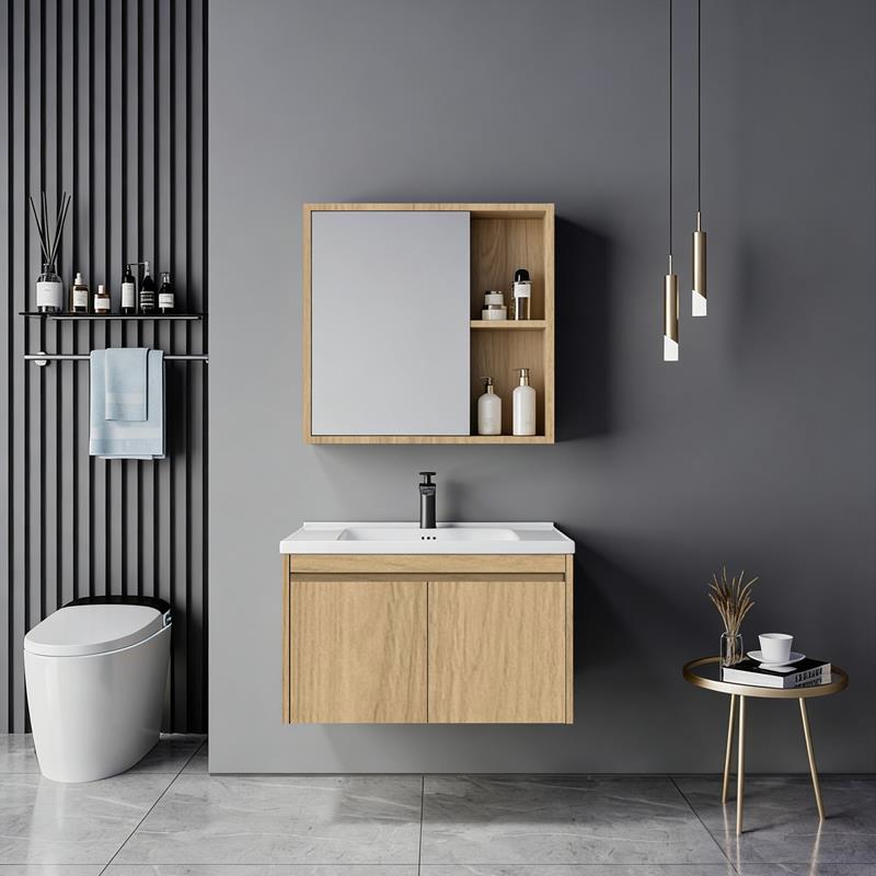 Σετ έπιπλο μπάνιου Sinkea σε oak χρώμα 61x47x130 εκ.