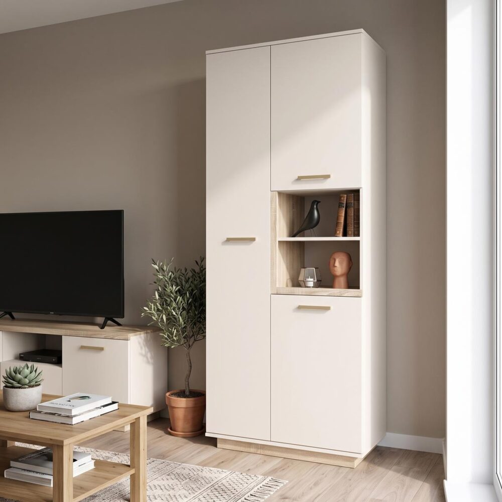Ντουλάπα - στήλη Norda σε κρεμ με oak 80x40x199,5εκ Ντουλάπα - στήλη Norda σε κρεμ με oak 80x40x199,5εκ
