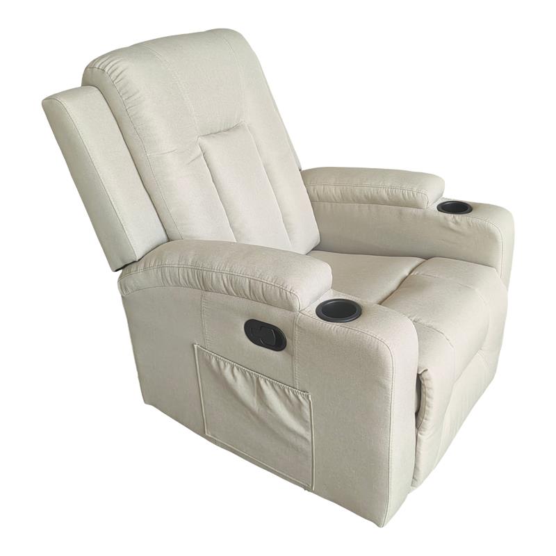 Πολυθρόνα relax με μηχανισμό massage Gessel μπεζ ύφασμα 80x90x98εκ