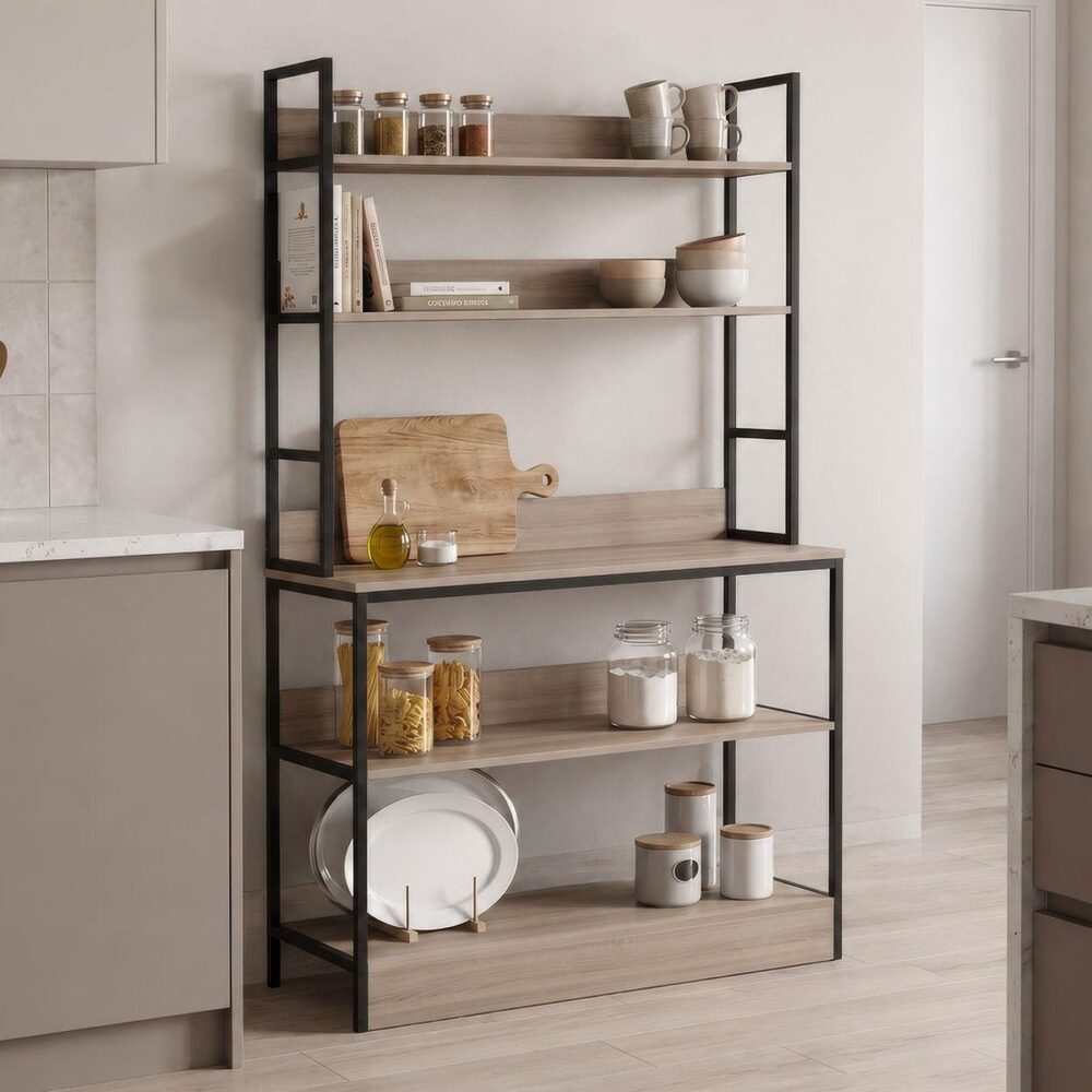 Επιδαπέδια ραφιέρα Oranis σε sonoma-μαύρο 105x38x165εκ Επιδαπέδια ραφιέρα Oranis σε sonoma-μαύρο 105x38x165εκ