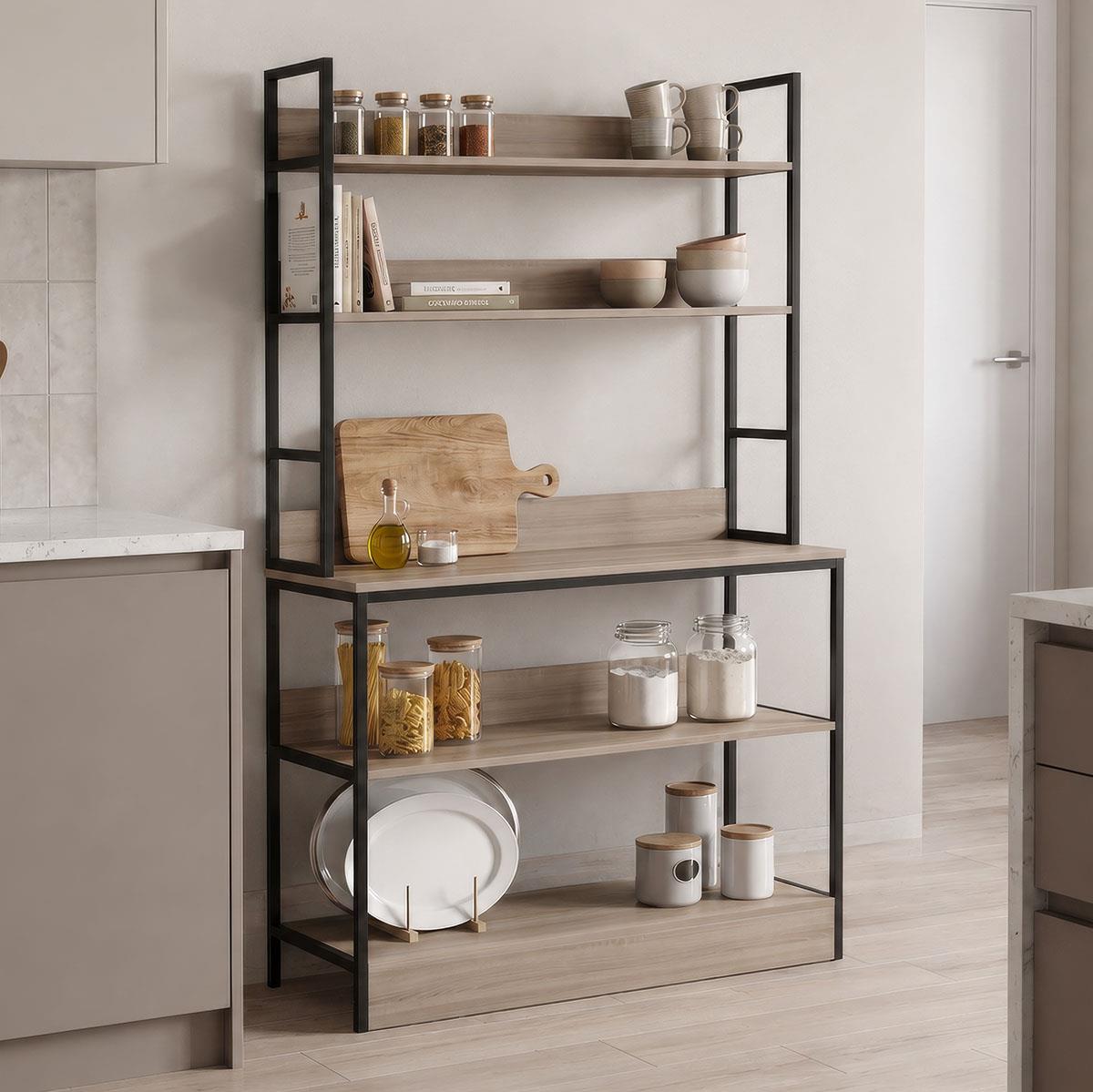 Επιδαπέδια ραφιέρα Oranis σε sonoma-μαύρο 105x38x165εκ