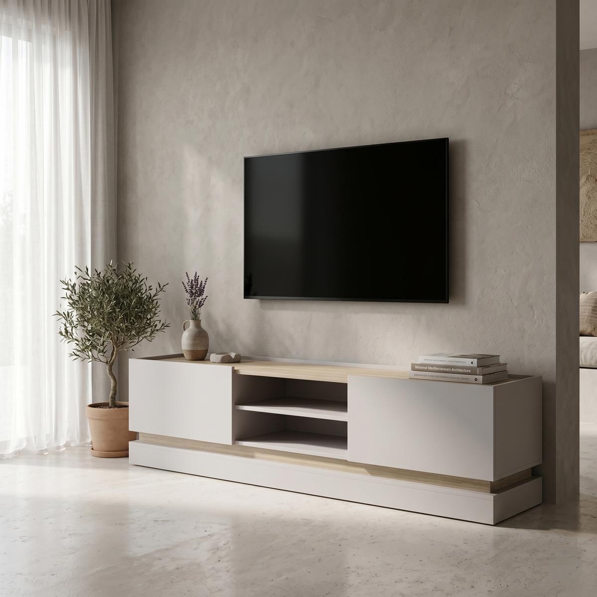 Έπιπλο τηλεόρασης Wendo σε γκρι-sonoma 200x37x47εκ