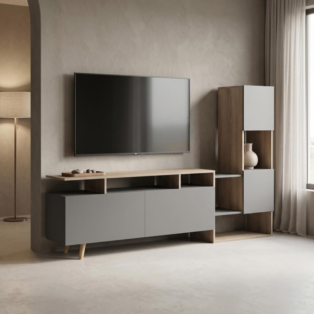 Σύνθετο σαλονιού Defry sonoma-ανθρακί 177.5x31.5x110εκ Σύνθετο σαλονιού Defry sonoma-ανθρακί 177.5x31.5x110εκ
