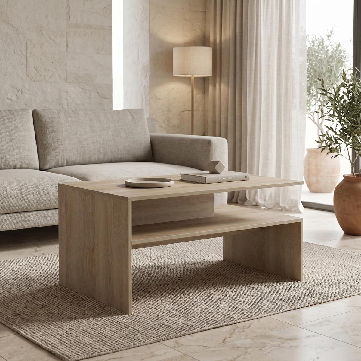 Τραπεζάκι σαλονιού Coffa σε sonoma 90x60x45εκ