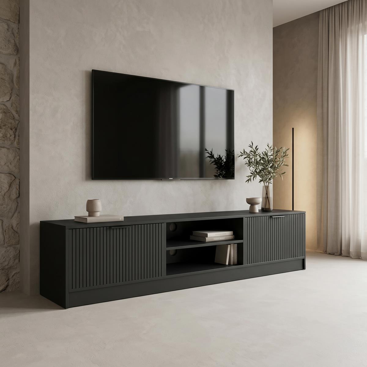 Έπιπλο τηλεόρασης Lemardo σε μαύρο 180x40x40εκ Έπιπλο τηλεόρασης Lemardo σε μαύρο 180x40x40εκ