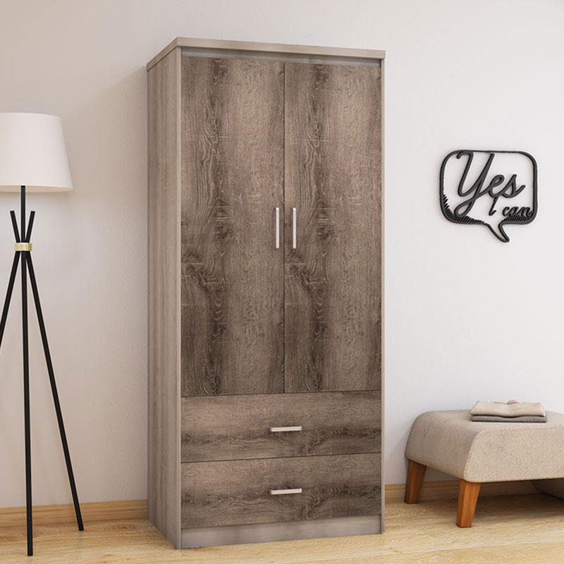 Ντουλάπα ρούχων δίφυλλη OLYMPUS χρώμα castillo-toro 81x57x183εκ