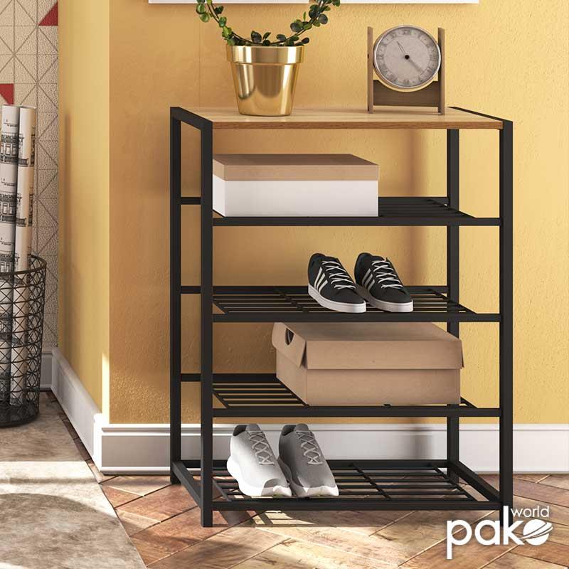 Παπουτσοθήκη Ramon 12 ζευγών φυσικό-μαύρο 63x30x83εκ Παπουτσοθήκη Ramon 12 ζευγών φυσικό-μαύρο 63x30x83εκ