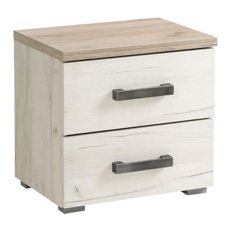 Κομοδίνο Kent Γκρί Δρύς - Λευκός Δρύς 45x34x43 εκ.