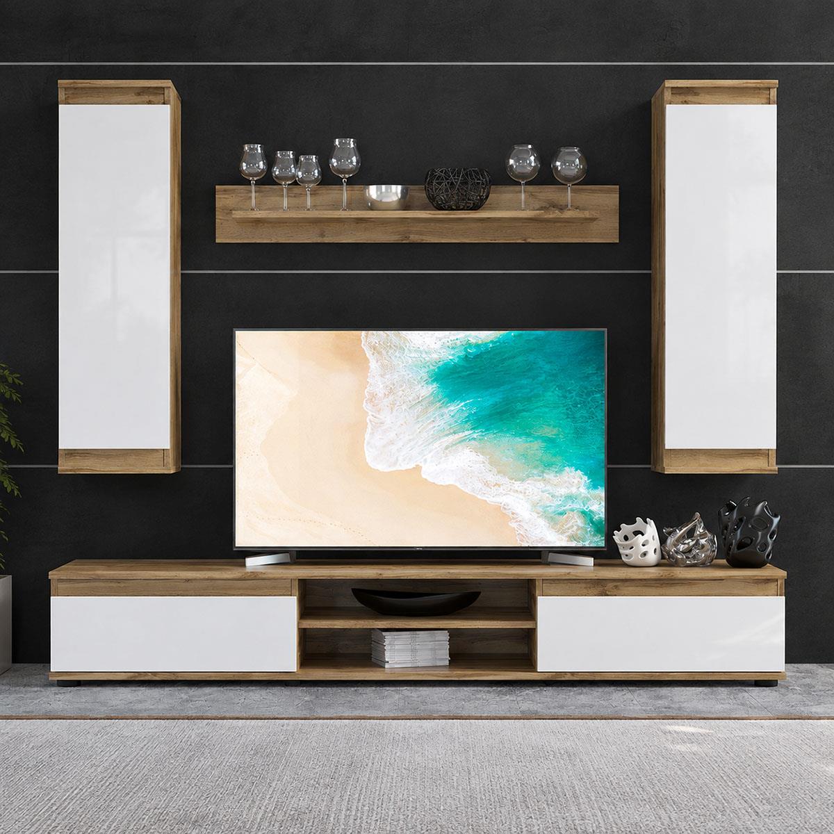 Σύνθετο σαλονιού Sandro καρυδί-λευκό 175x37x160εκ Σύνθετο σαλονιού Sandro καρυδί-λευκό 175x37x160εκ