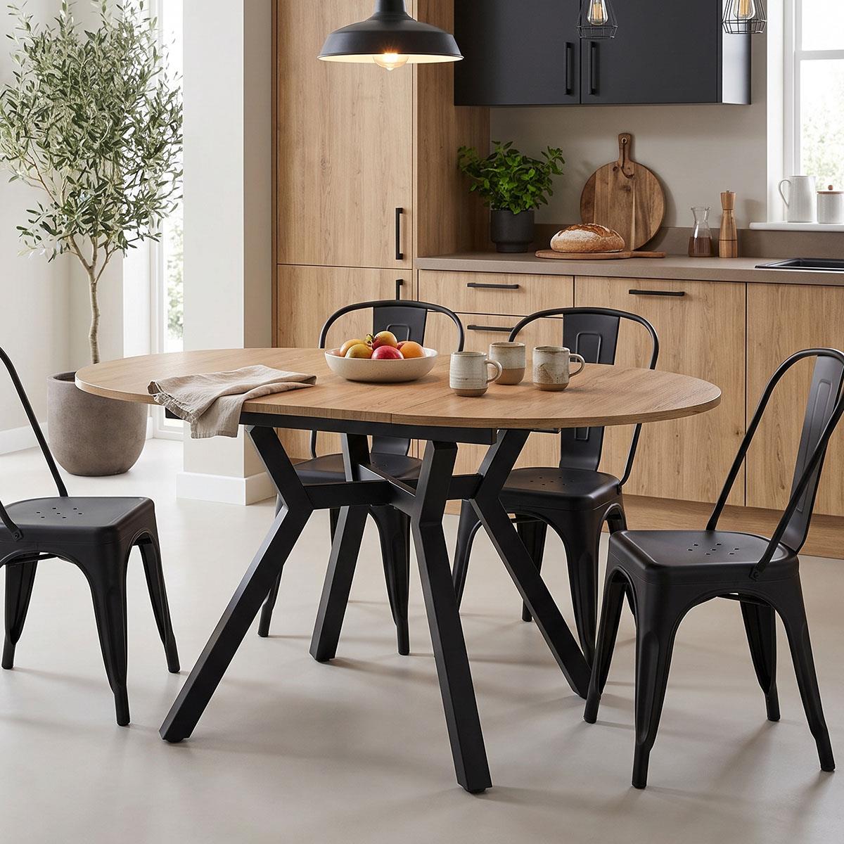 Tραπέζι Frances επεκτεινόμενο MDF sonoma-μαύρο 100-140x100x75εκ Tραπέζι Frances επεκτεινόμενο MDF sonoma-μαύρο 100-140x100x75εκ