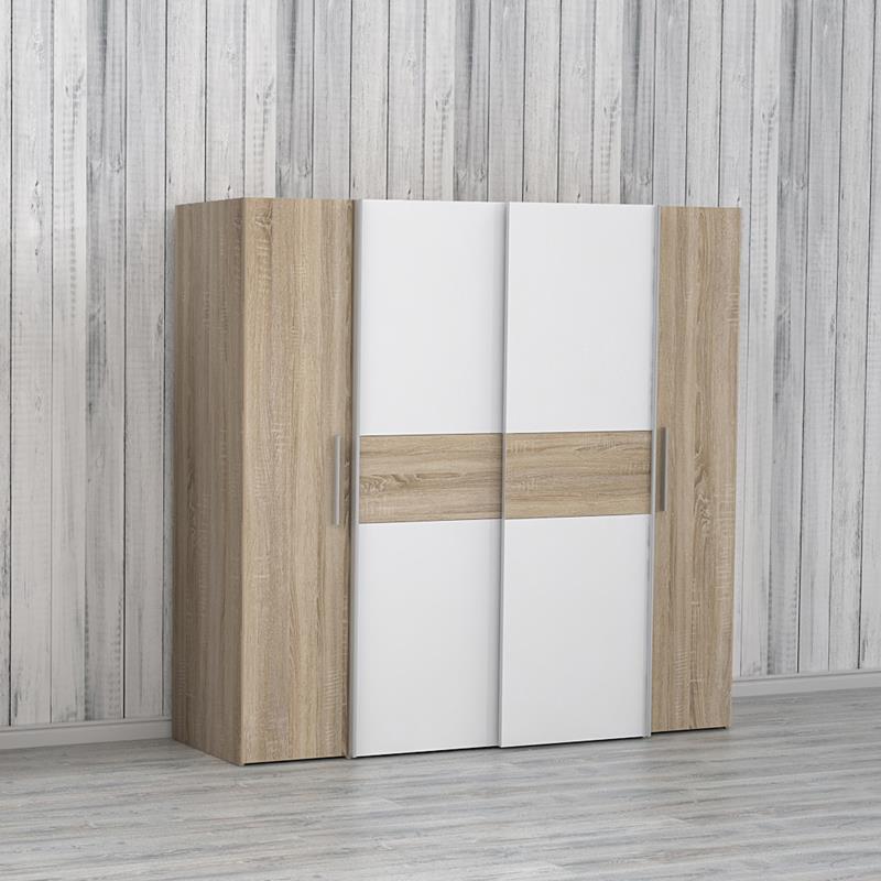 Ντουλάπα ρούχων Closet τετράφυλλη sonoma oak-λευκό μελαμίνης 200x61.5x190.5εκ Ντουλάπα ρούχων Closet τετράφυλλη sonoma oak-λευκό μελαμίνης 200x61.5x190.5εκ