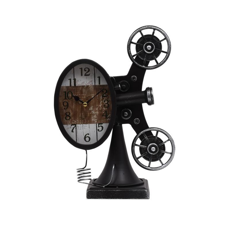 Επιτραπέζιο Ρολοϊ Vintage Movie Machine Fylliana σε Μεταλλικό Μαύρο χρώμα 21.5x11x30εκ. Επιτραπέζιο Ρολοϊ Vintage Movie Machine Fylliana σε Μεταλλικό Μαύρο χρώμα 21.5x11x30εκ.
