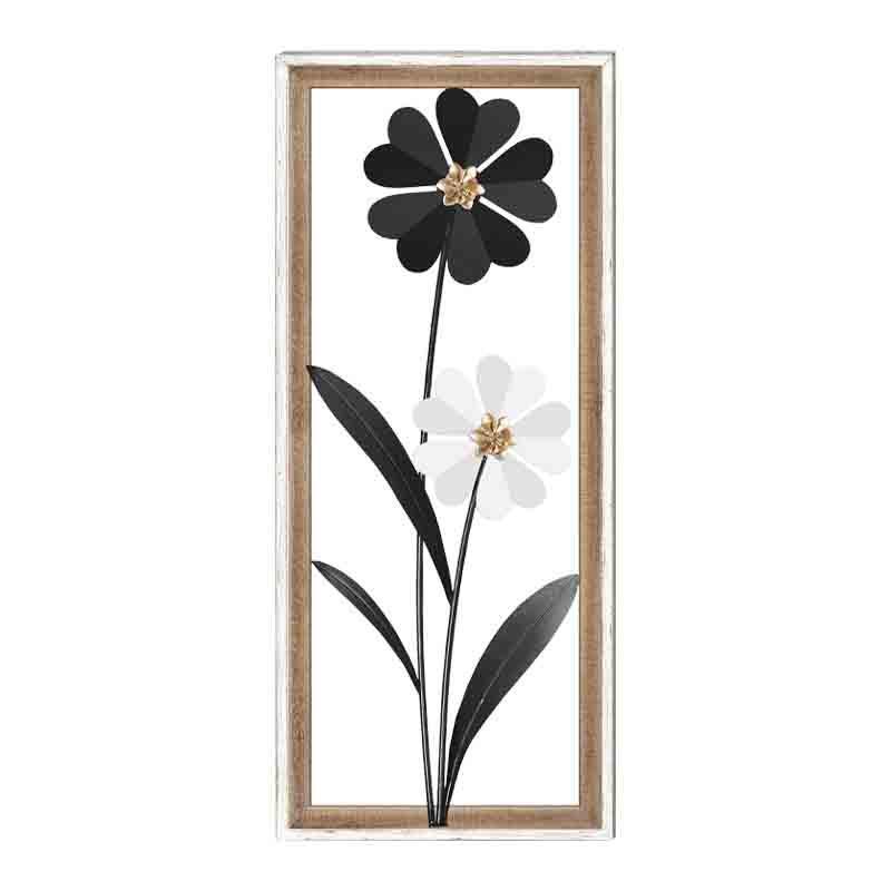 Διακοσμητικό Τοίχου Flower FL349 Fylliana Μαύρο - Λευκό 30.5x3x71.10 εκ.