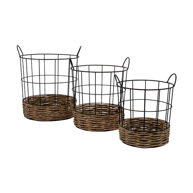 Σετ 3 τεμ Μεταλλικά Καλάθια FL082 Fylliana Μαύρο 36x34x40,5 εκ.