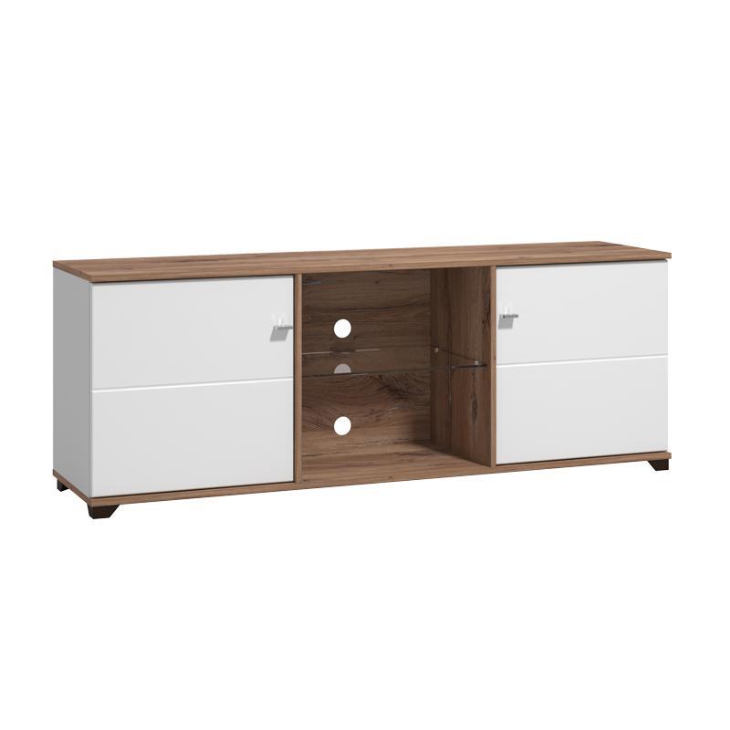 Έπιπλο TV Burgundy 160 3K2V Λευκό - Flagstaff Oak - Λευκό Γυαλιστερό 157x40x51 εκ. Έπιπλο TV Burgundy 160 3K2V Λευκό - Flagstaff Oak - Λευκό Γυαλιστερό 157x40x51 εκ.