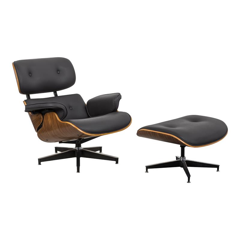 Πολυθρόνα-υποπόδιο relax Jenna μαύρο pu- plywood καρυδί-βάση χρωμίου 82x92x82εκ Πολυθρόνα-υποπόδιο relax Jenna μαύρο pu- plywood καρυδί-βάση χρωμίου 82x92x82εκ