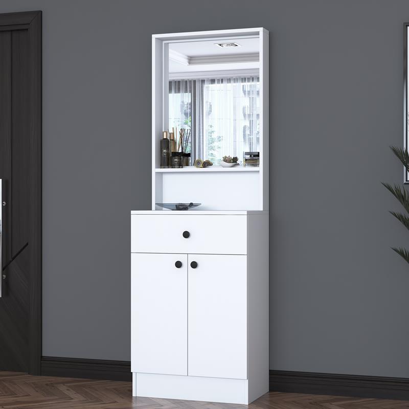 Έπιπλο εισόδου Rockder λευκό μελαμίνης 60x35.5x182.8εκ Έπιπλο εισόδου Rockder λευκό μελαμίνης 60x35.5x182.8εκ