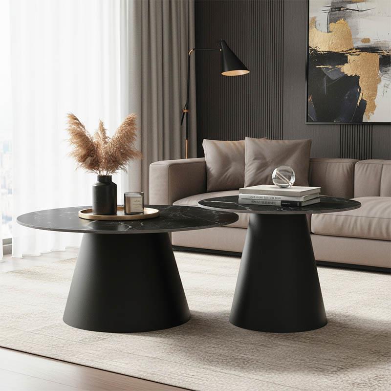 Βοηθητικά τραπέζια Fabrin Inart μαύρο μαρμάρου sintered stone-μαύρο μέταλλο Βοηθητικά τραπέζια Fabrin Inart μαύρο μαρμάρου sintered stone-μαύρο μέταλλο