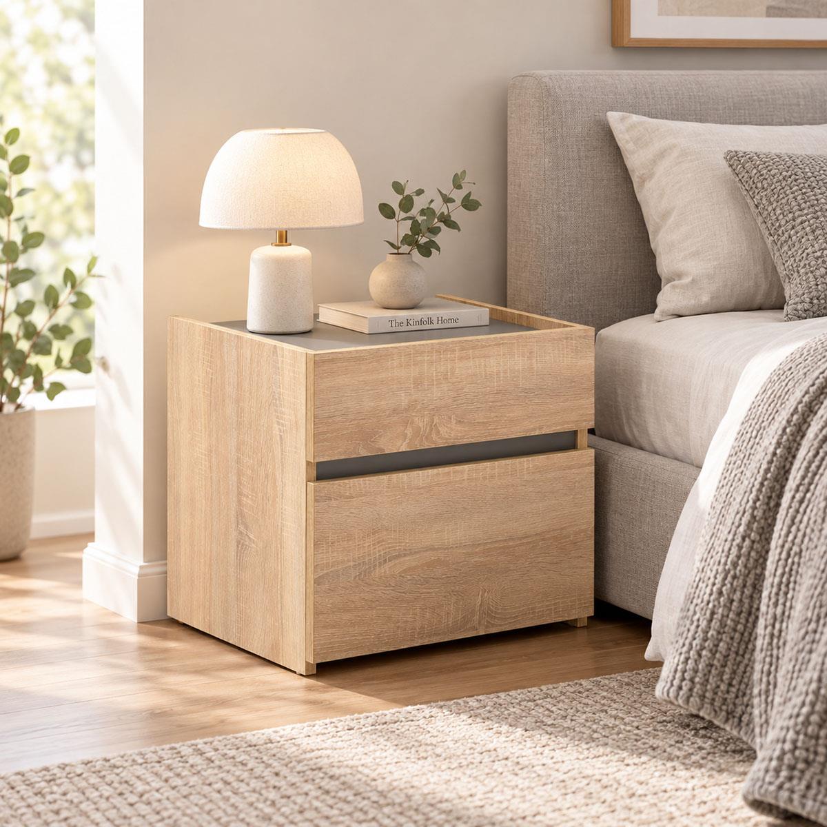 Κομοδίνο Comcie σε φυσικό με γκρι απόχρωση 50x42x45.5εκ Κομοδίνο Comcie σε φυσικό με γκρι απόχρωση 50x42x45.5εκ