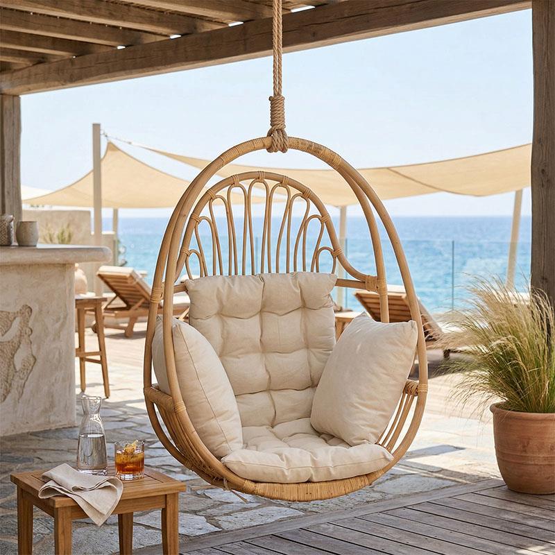 Κρεμαστή κούνια Jorg φυσικό rattan-κρεμ μαξιλάρι 80x59x105εκ Κρεμαστή κούνια Jorg φυσικό rattan-κρεμ μαξιλάρι 80x59x105εκ