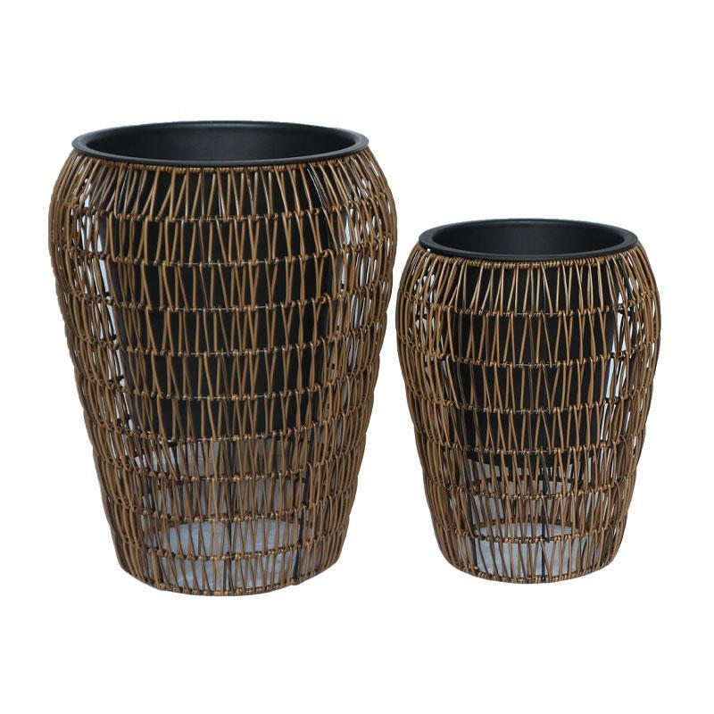 Σετ Κασπώ 2 τεμ Poly Rattan FL21897 Fylliana Καφέ 39x39x50 εκ. & 30x30x39 εκ.