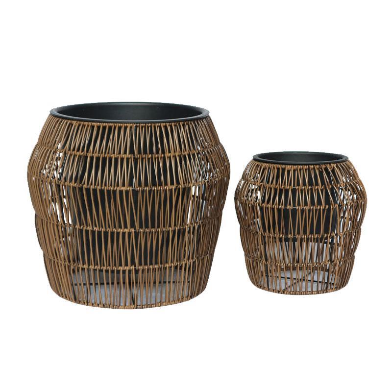Σετ Κασπώ 2 τεμ Poly Rattan FL22157 Fylliana Καφέ 42x42x38 εκ. & 28x28x28 εκ.