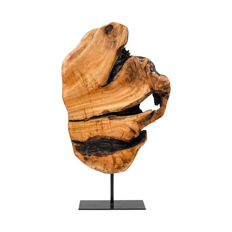 Ξύλινο Επιτραπέζιο Διακοσμητικό Willow FL543 Μεταλλική Βάση Καφέ - Μαύρο 35x4x50 εκ.