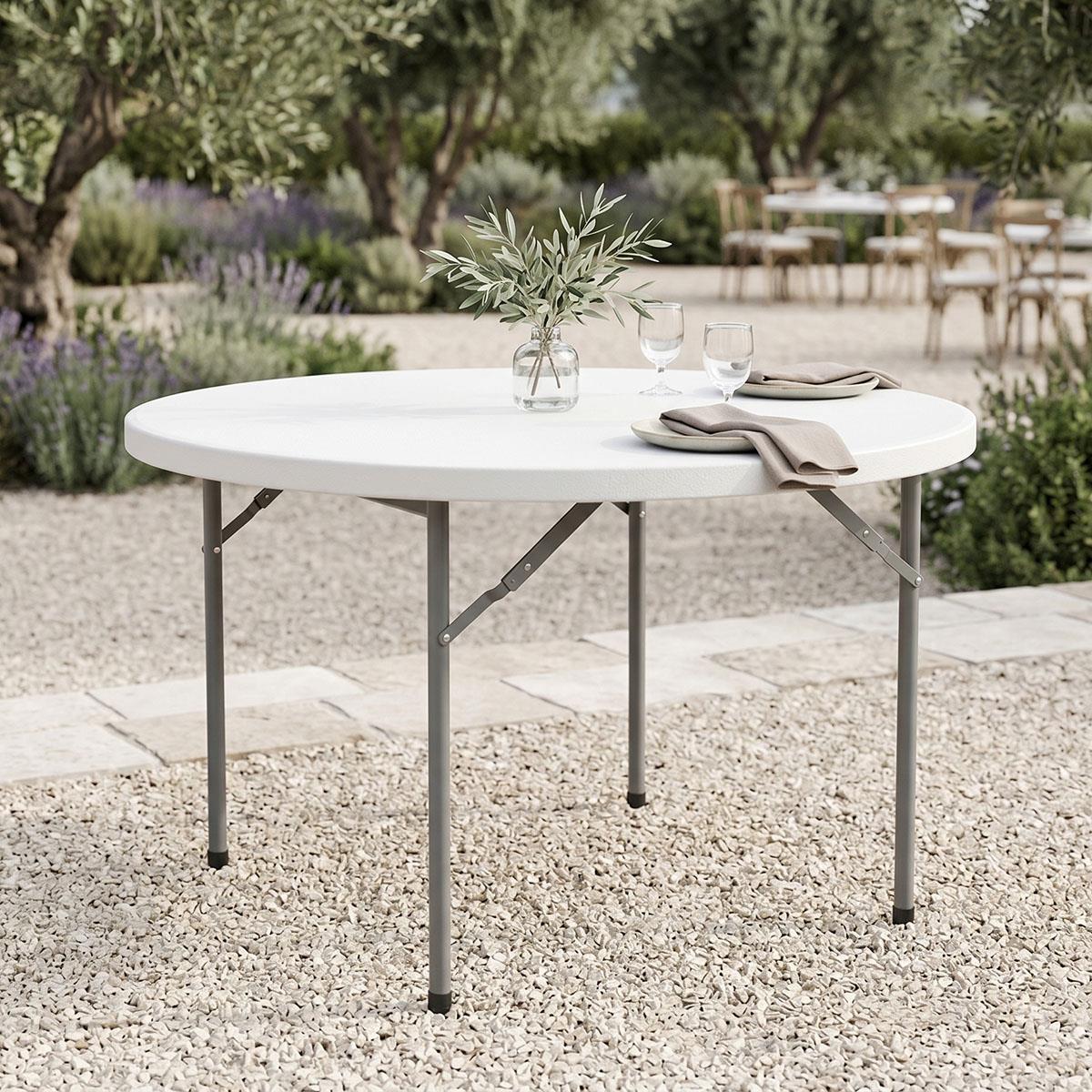 Τραπέζι Catering Comfort Στρόγγυλο Πτυσσόμενο Λευκό Φ120x74εκ. Τραπέζι Catering Comfort Στρόγγυλο Πτυσσόμενο Λευκό Φ120x74εκ.