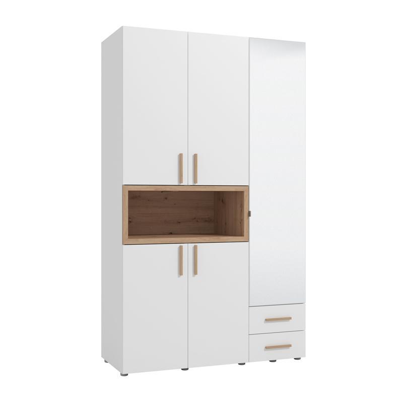 Ντουλάπα DONALD 3K2F1O Τρίφυλλη με Καθρέπτη Artisan Oak - Λευκό 135x57x227εκ. Ντουλάπα DONALD 3K2F1O Τρίφυλλη με Καθρέπτη Artisan Oak - Λευκό 135x57x227εκ.