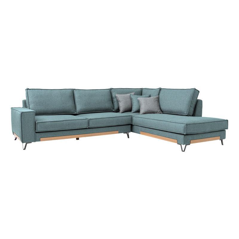 Γωνιακός Καναπές Loftio Fylliana Δεξιά γωνία Mint χρώμα 280x220x95εκ Γωνιακός Καναπές Loftio Fylliana Δεξιά γωνία Mint χρώμα 280x220x95εκ