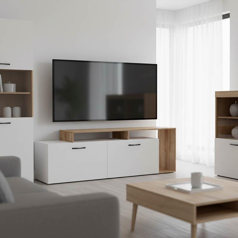 Έπιπλο τηλεόρασης Tobler σε oak- λευκή απόχρωση 170x40x53εκ.