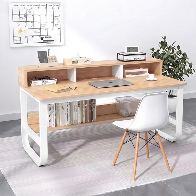 Γραφείο εργασίας Evrepy mdf σε oak απόχρωση με λευκό μέταλλο 100x60x73εκ